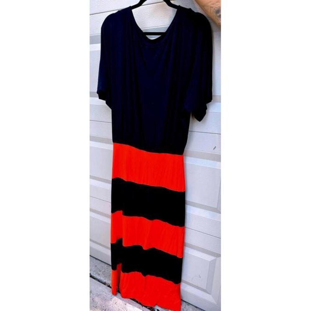 Go Couture Women's Maxi Dress - Navy and Orange